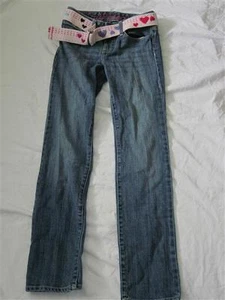 Gap Kids Skinny Jeans Girl 10 Slim Heart Belt Light Wash Denim Adjustable Waist - Picture 1 of 4