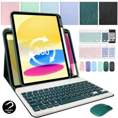 Bluetooth Keyboard Case Mouse For iPad 11th/10/9/8 Gen Air 11" M3 6/5/4th Pro 11 - Image 1 of 4