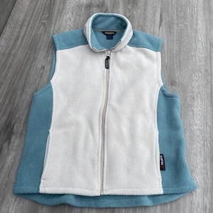 Vintage Woolrich Vest Womens Medium Polartec Fleece Blue White Full Zip - Picture 1 of 12