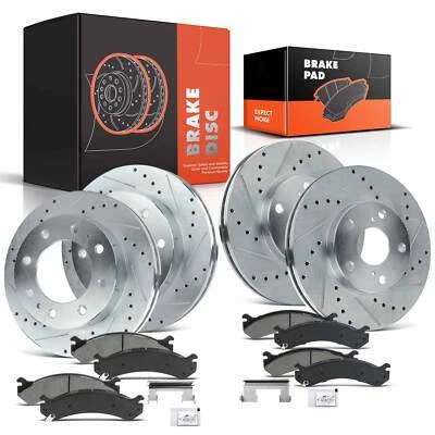 Rotor de freno perforado y pastillas de freno de cerámica para Chevrolet Camaro 10-15 delanteras y traseras Foto 1 de 4