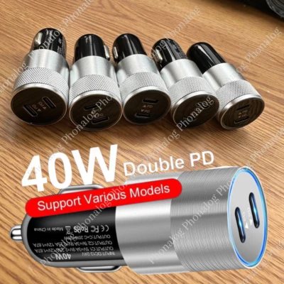 40W Dual USB PD Type-C Car Charger Fast Adapter For iPhone 15 14 13 12 11 XR Lot - Image 1 of 4
