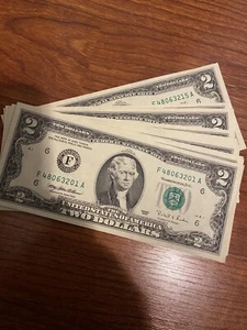 15- Consecutive 1995 Series $2 Two Dollar Bills # 48063201A to 48063215A RARE - Picture 1 of 2