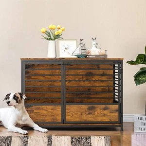 Large Dog Crate Furniture Heavy Duty Dog Kennel House Wooden Dog Cage End Table - Picture 1 of 8
