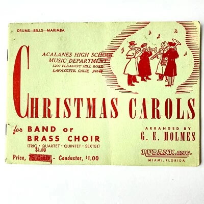 1950s Sheet Music Christmas Carols Band or Brass Choir by GE Holmes Drums Bells - Image 1 of 4