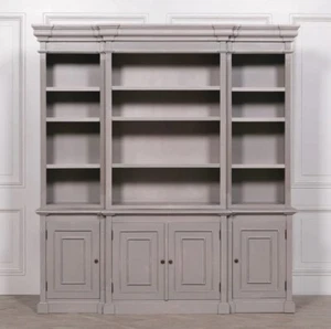 Grey Distressed Mahogany Bookcase Display Cabinet - Picture 1 of 5