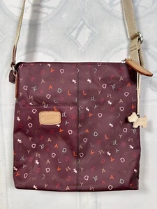 RADLEY London burgundy &camel alphabet oilcloth dog charm crossbody shoulder bag - Picture 1 of 7