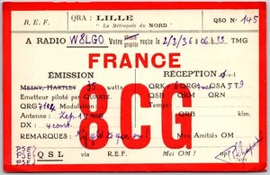 Scheda radio 8CG France QSO 145 Stazione radioamatoriale, cartolina vintage - Foto 1 di 2