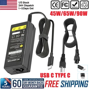 45W/65W/90W USB C Type C Charger Adapter For Dell HP Lenovo Asus Acer Mac Laptop - Picture 1 of 30