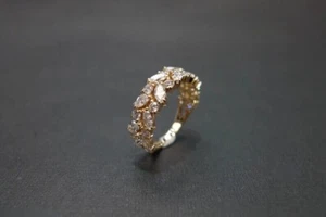 Impresionante anillo de bodas de diamantes simulados de corte marquesa enchapado en oro amarillo de 14 k - Imagen 1 de 8