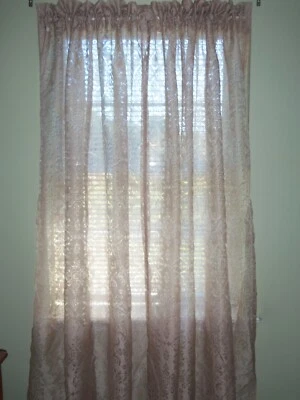 Par de 2 cortinas topo transparente 82"L x 54"W cada longitud de piso, bolsillo de varilla Foto 1 de 4