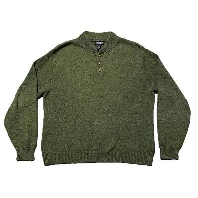 Suéter Henley Moteado Lands End De Colección Para Hombres Talla L Verde Amarillo EE. UU. 3 Botones Foto 1 de 4
