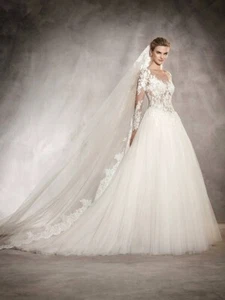 Princess Ball Gown Wedding Dress Bling Appliques Sweetheart Lace Up Bridal Gown - Picture 1 of 12