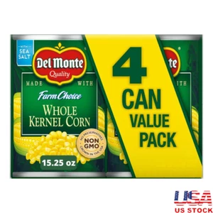 Whole Kernel Corn Canned Vegetables Pack of 4 Non-GMO Shelf-Stable Ready to Use - Picture 1 of 6