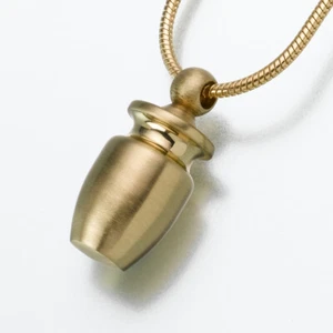 Small Urn Pendant Brass Color Memorial Funeral Cremation Jewelry Urn For Ashes - Picture 1 of 6