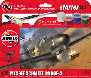 1:72 Scale Airfix Starter Set – Messerschmitt Bf109F-4 Plane inc Paints + Glue - Picture 1 of 8