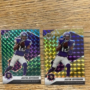 Justin Jefferson 2021 Mosaic Football Reactive Yellow Prizm + Green Lot Vikings - Picture 1 of 4