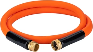 Short Garden Hose 15 Ft X 5/8" Heavy Duty Orange Water Hose With 3/4" Solid Bras - Picture 1 of 6