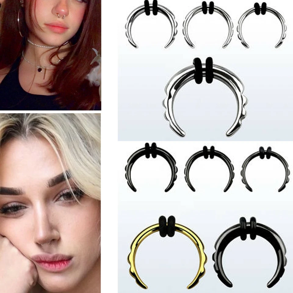 1P Claw Pincher Ridged Surgical Steel Nose O-Ring Septum Ring Piercing Jewelry - Image 1 of 1