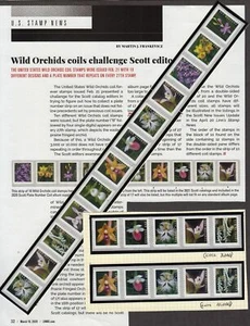 2020 coils Sc 5444a Orchids 10 designs, 1 strip of 12 + plate number strips of 5 - Picture 1 of 3