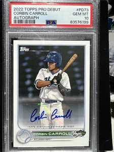 2022 Topps Pro Debut Corbin Carroll DIAMONDBACKS ROOKIE Auto PSA 10 - Picture 1 of 3