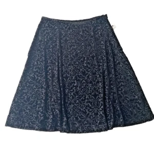 Talbots schwarz A-Linie Schlag Rock Burnout Muster gefüttert Damen 8 Samt Neu mit Etikett - Bild 1 von 4