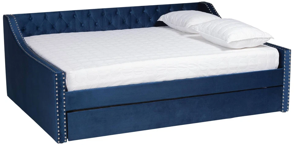 Baxton Studio Raphael Navy Queen Size Daybed with Trundle - Image 1 of 1