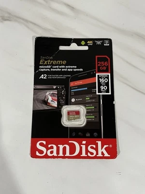 SanDisk Extreme 256GB microSDXC Card UHS-I U3 V30 190MBs SDSQXAV-256G-GN6MN - Image 1 of 4