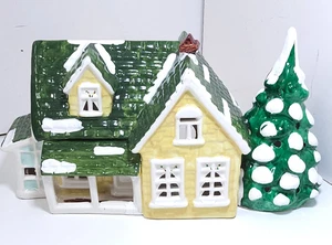 Dept 56 Snow Village Nantucket Yellow Cottage 5014-6 1987-1989 Lighted House - Picture 1 of 10
