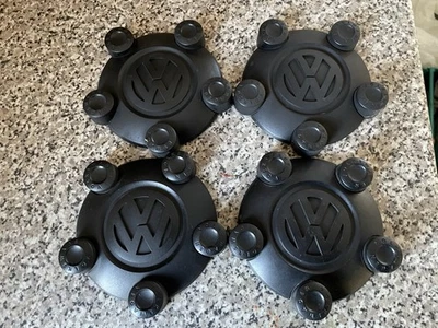 Set of Genuine Volkswagen Caddy Van 5x112 Steel Wheel Centre Caps x4 VW - Image 1 of 4