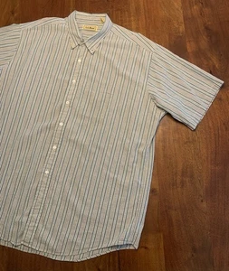 Vintage LL Bean Shirt Mens XXL Tall Button Up Seersucker Stripe Hong Kong Beach - Picture 1 of 11