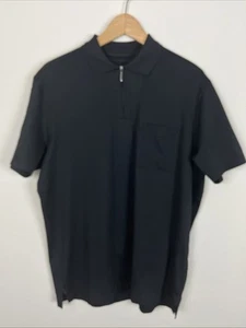 Montechiaro $165 NWOT IT 52 US L 45" ITALY 100% Cotton 1/4 Zip Polo Shirt Black - Picture 1 of 9
