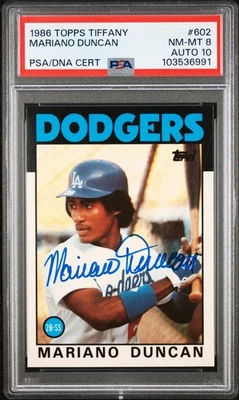 1986 Topps Tiffany #602 Mariano Duncan RC Auto PSA/DNA PSA 8 Autograde 10 - Image 1 of 2