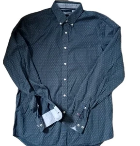 Tommy Hilfiger Blue Shirt Mens Large Long Sleeved 44 Chest (Wear To Collar) - Picture 1 of 16