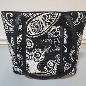 Vera Bradley Midnight Paisley Handtasche Tasche schwarz weiß grau - Bild 1 von 10