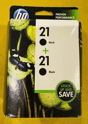 Paquete doble de cartuchos de tinta originales negros hp 21 Print Ink 2HP Foto 1 de 4