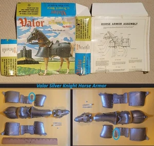 10 piece Valor Silver Horse Armor tack set & Box Marx Johnny West Knight Stuart - Picture 1 of 8