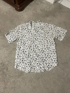 Vintage 90s Silk Geometric Print Button Pocket Shirt Mens Size XL Short Sleeve - Picture 1 of 9