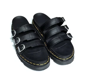 DR MARTENS 25456001, Women's Blaire Slide Sandals, Size 11, Black Hydro, Leather - Picture 1 of 4