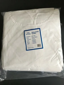 10 Count - AAMI Level 3 Isolation Gown SPP+PE coating, 45g, Elastic Cuff - White - Picture 1 of 2