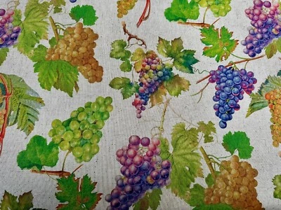 Tela de viñedo de uva impresión digital aspecto de lino cojín lona hoja de vid - 140 cm Foto 1 de 4