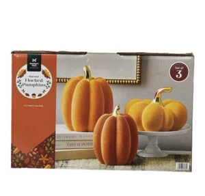 Member's Mark Harvest Flocked Pumpkins Fall Decor, Set of 3 - Picture 1 of 3