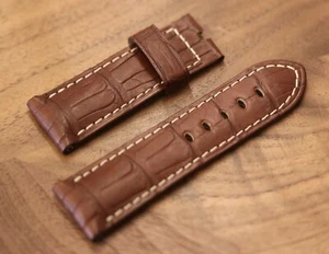 Bracelet Officine Panerai Alligator Marron 24 x 22mm - Picture 1 of 4