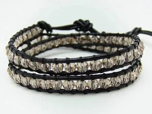 2 Envolventes Pulsera todas 4mm CUENTAS DE CRISTAL Cuerdo Negro Pulsera Moda - Imagen 1 de 1