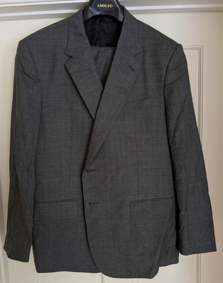 NWOT Lutwyche Savile Row Light Gray Check Full Canvas Suit Flat Front Pants US46 - Image 1 of 4