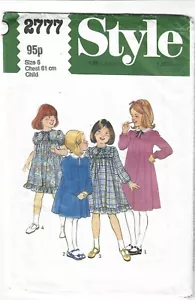 Vintage Style Pattern Child's Dress - Style 2777 Child Size 5 - Picture 1 of 1