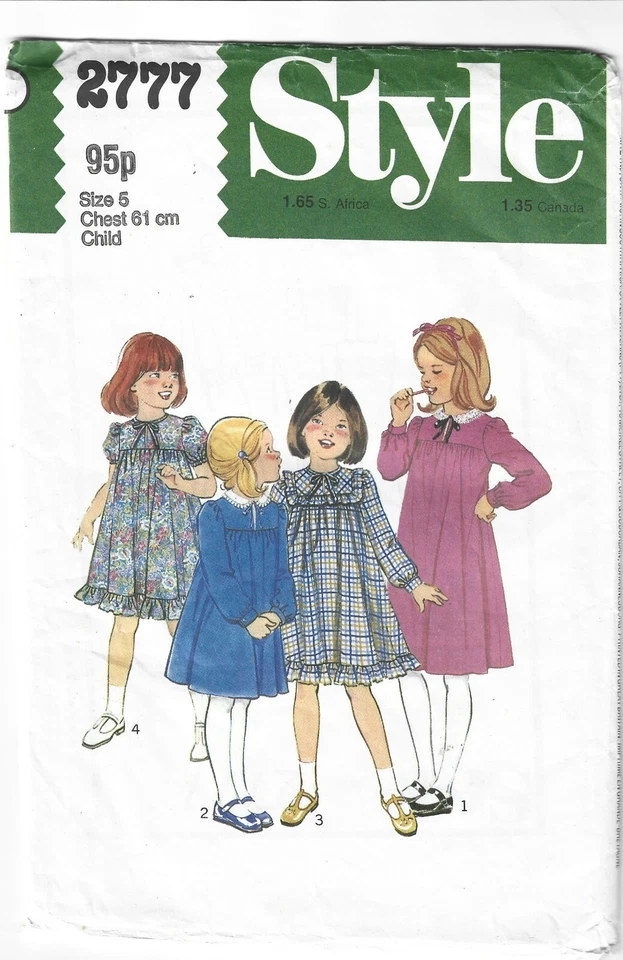  Vintage Style Pattern Child's Dress - Style 2777 Child Size 5 - Image 1 of 1