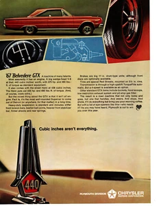 1967 Plymouth Belvedere GTX 440/375 PS - OPTIONAL 426 HEMI ~ ORIGINAL PRINT AD - Bild 1 von 2