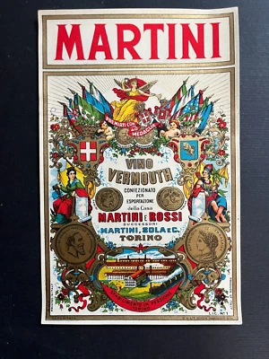 Martini   Bottel Label Etichetta Vino   Vermouth   Vintage Martini & Rossi - Immagine 1 di 4