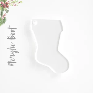 25 ADORNOS ACRÍLICOS NAVIDAD BOTA EN BLANCO 1/8" GRUESO (SELECCIONA TALLA Y COLOR)  - Imagen 1 de 4