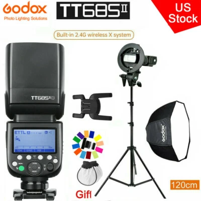 US Godox TT685II-O TTL Speedlight Flash For Olympus+120cm Umbrella Softbox Stand - Image 1 of 4